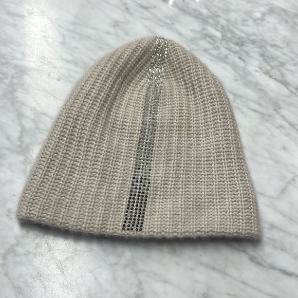 Warm-Me 100% Mongolian Cashmere Beanie with Crytal Embellishment O/S - Picture 3 of 6